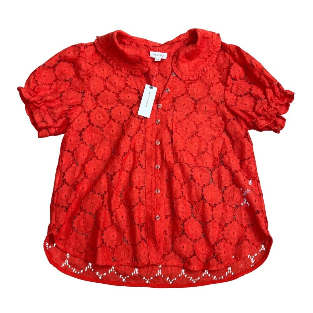 Pilcro The Keira Floral Lace Peter Pan Collar Top Women Size S Cottage
Boho NWT